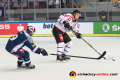 Derek Roy (EHC Red Bull Muenchen) und Martin Nemcik (HC05 Banska Bystrica) im CHL-Gruppenspiel EHC Red Bull Muenchen gegen den HC 05 Banska Bystrica (Slowakei).Foto: Heike Feiner/Eibner Pressefoto