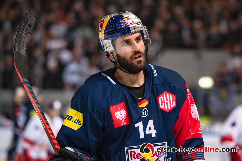 Justin Shugg (EHC Red Bull Muenchen) im Halbfinal-Hinspiel der Champions Hockey League zwischen dem EHC Red Bull München und dem EC Red Bull Salzburg (Österreich) am 08.01.2019.