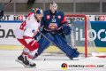 Brent Regner (EC Red Bull Salzburg) vor Danny aus den Birken (Torwart, EHC Red Bull Muenchen) im Halbfinal-Hinspiel der Champions Hockey League zwischen dem EHC Red Bull München und dem EC Red Bull Salzburg (Österreich) am 08.01.2019.