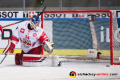 Steve Michalek (Torwart, EC Red Bull Salzburg) ist hier im Glück im Halbfinal-Hinspiel der Champions Hockey League zwischen dem EHC Red Bull München und dem EC Red Bull Salzburg (Österreich) am 08.01.2019.