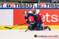 Ryan Button (EHC Red Bull Muenchen) und Chris Vandevelde (EC Red Bull Salzburg) im Halbfinal-Hinspiel der Champions Hockey League zwischen dem EHC Red Bull München und dem EC Red Bull Salzburg (Österreich) am 08.01.2019.
