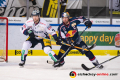 Frank Hoerdler (Eisbaeren Berlin) und Michael Wolf (EHC Red Bull Muenchen) in der 1. Viertelfinalbegegnung in den Playoffs der Deutschen Eishockey Liga zwischen dem EHC Red Bull München und den Eisbären Berlin am 13.03.2019.