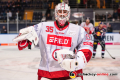 Mathias Niederberger (Torwart, Duesseldorfer EG) beim Warmup in der Hauptrundenbegegnung der Deutschen Eishockey Liga zwischen dem EHC Red Bull München und der Düsseldorfer EG am 03.02.2019.