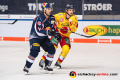 Justin Shugg (EHC Red Bull Muenchen) und Calle Ridderwall (Duesseldorfer EG) in der Hauptrundenbegegnung der Deutschen Eishockey Liga zwischen dem EHC Red Bull München und der Düsseldorfer EG am 03.02.2019.