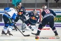 Brett Olson (ERC Ingolstadt Panther) gegen Daryl Boyle (EHC Red Bull Muenchen), Kevin Reich (Torwart, EHC Red Bull Muenchen) und Matt Stajan (EHC Red Bull Muenchen) in der Hauptrundenbegegnung der Deutschen Eishockey Liga zwischen dem EHC Red Bull München und den Ingolstadt Panthern am 07.10.2018.