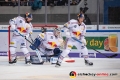 Yannic Seidenberg (EHC Red Bull Muenchen), Danny aus den Birken (Torwart, EHC Red Bull Muenchen) und Mark Voakes (EHC Red Bull Muenchen) in der Hauptrundenbegegnung der Deutschen Eishockey Liga zwischen dem EHC Red Bull München und den Adler Mannheim am 21.12.2018.