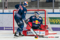 Daryl Boyle (EHC Red Bull Muenchen) und Danny aus den Birken (Torwart, EHC Red Bull Muenchen) in der Hauptrundenbegegnung der Deutschen Eishockey Liga zwischen dem EHC Red Bull München und den Ingolstadt Panthern am 21.02.2020.