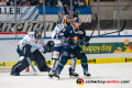 Anthony Peters (Torwart, Iserlohn Roosters) und Ryan O Connor (Iserlohn Roosters) verteidigen gegen Yasin Ehliz (EHC Red Bull Muenchen) im Spiel Red Bull Muenchen gegen die Iserlohn Roosters am 19.01.2020.