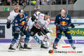 Jakub Kindl (Koelner Haie), Trevor Parkes (EHC Red Bull Muenchen), Pascal Zerressen (Koelner Haie) und Jason Jaffray (EHC Red Bull Muenchen) vor dem Tor von Gustaf Wesslau (Torwart, Koelner Haie) in der Hauptrundenbegegnung der Deutschen Eishockey Liga zwischen dem EHC Red Bull München und den Kölner Haien am 10.01.2020.