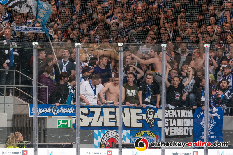 Straubinger Fans in der Hauptrundenbegegnung der Deutschen Eishockey Liga zwischen dem EHC Red Bull München und den Straubing Tigers am 06.03.2020.