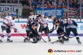 Matthias Plachta (Adler Mannheim), Mads Christensen (EHC Red Bull Muenchen), Mark Katic (Adler Mannheim), Andreas Eder (EHC Red Bull Muenchen) in der 2. Finalbegegnung in den Playoffs der Deutschen Eishockey Liga zwischen dem EHC Red Bull München und den Adler Mannheim am 20.04.2019.