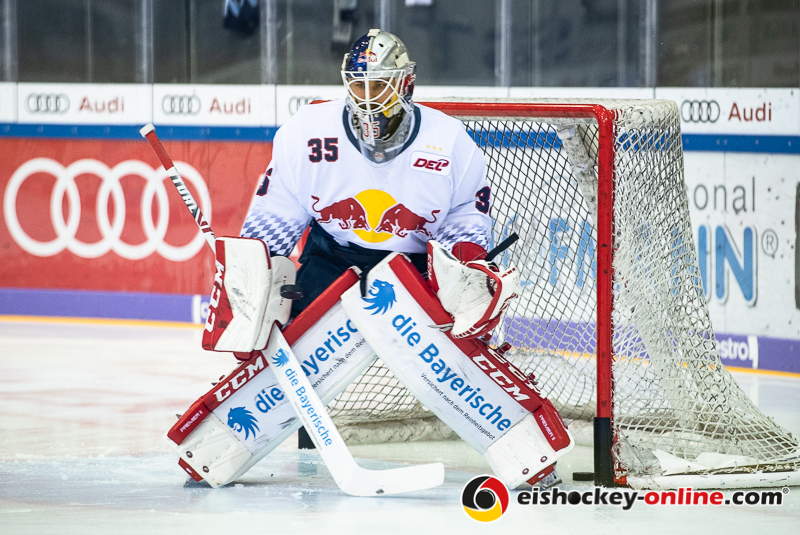 Kevin Reich (Torwart, EHC Red Bull Muenchen) in der Hauptrundenbegegnung der Deutschen Eishockey Liga zwischen den ERC Ingolstadt Panthern und dem EHC Red Bull München am 24.11.2019.