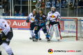 Konrad Abeltshauser (EHC Red Bull Muenchen), Kris Foucault (ERC Ingolstadt Panther) und Kevin Reich (Torwart, EHC Red Bull Muenchen) in der Hauptrundenbegegnung der Deutschen Eishockey Liga zwischen den ERC Ingolstadt Panthern und dem EHC Red Bull München am 24.11.2019.