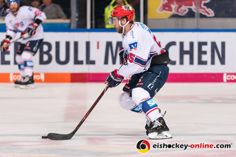 Mark Katic (Adler Mannheim) in der 4. Finalbegegnung in den Playoffs der Deutschen Eishockey Liga zwischen dem EHC Red Bull München und den Adler Mannheim am 24.04.2019.