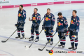 Daryl Boyle (EHC Red Bull Muenchen), Michael Wolf (EHC Red Bull Muenchen), John Mitchell (EHC Red Bull Muenchen), Yasin Ehliz (EHC Red Bull Muenchen) undKeith Aulie (EHC Red Bull Muenchen) bei den Starting Six in der 4. Finalbegegnung in den Playoffs der Deutschen Eishockey Liga zwischen dem EHC Red Bull München und den Adler Mannheim am 24.04.2019.