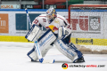 Danny aus den Birken (Torwart, EHC Red Bull Muenchen) in Erwartung eines Penaltyschusses in der 2. Halbfinalbegegnung in den Playoffs der Deutschen Eishockey Liga zwischen den Augsburger Panthern und dem EHC Red Bull München am 05.04.2019.