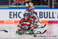 Daniel Schmoelz (Augsburger Panther) und Kollegen beim Warmup in der 1. Halbfinalbegegnung in den Playoffs der Deutschen Eishockey Liga zwischen dem EHC Red Bull München und den Augsburger Panthern am 03.04.2019.