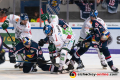 Steffen Toelzer (Augsburger Panther), Mark Voakes (EHC Red Bull Muenchen),Sahir Gill (Augsburger Panther), Trevor Parkes (EHC Red Bull Muenchen), Brady Lamb (Augsburger Panther) und Maximilian Kastner (EHC Red Bull Muenchen) in der 3. Halbfinalbegegnung in den Playoffs der Deutschen Eishockey Liga zwischen dem EHC Red Bull München und den Augsburger Panthern am 07.04.2019.