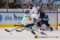 David Stieler (Augsburger Panther) und Brady Lamb (Augsburger Panther) gegen Mads Christensen (EHC Red Bull Muenchen) in der 3. Halbfinalbegegnung in den Playoffs der Deutschen Eishockey Liga zwischen dem EHC Red Bull München und den Augsburger Panthern am 07.04.2019.