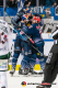 Mark Voakes (EHC Red Bull Muenchen) und Chris Bourque (EHC Red Bull Muenchen) bejubeln mit Konrad Abeltshauser (EHC Red Bull Muenchen) dessen Overtime-Siegtreffer zum 5:4 in der Hauptrundenbegegnung der Deutschen Eishockey Liga zwischen dem EHC Red Bull München und den Augsburger Panthern am 30.01.2020.