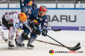 Zweikampf zwischen Dominik Uher (Fischtown Pinguins Bremerhaven) und Mark Voakes (EHC Red Bull Muenchen) in der Hauptrundenbegegnung der Deutschen Eishockey Liga zwischen dem EHC Red Bull München und den Fischtown Pinguins Bremerhaven am 03.11.2019.