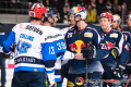Shakehands zwischen Thomas Greilinger (ERC Ingolstadt Panther) und Frank Mauer (EHC Red Bull Muenchen) in der Hauptrundenbegegnung der Deutschen Eishockey Liga zwischen dem EHC Red Bull München und den Ingolstadt Panthern am 24.02.2019.