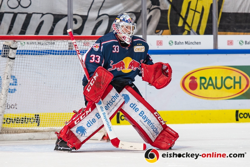 Danny aus den Birken (Torwart, EHC Red Bull Muenchen) in der Hauptrundenbegegnung der Deutschen Eishockey Liga zwischen dem EHC Red Bull München und den Krefeld Pinguinen am 28.09.2018.