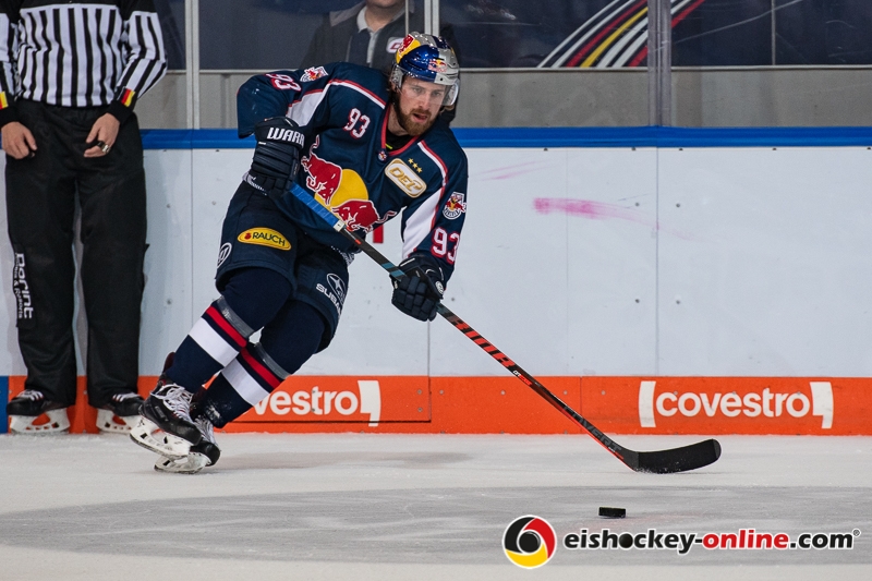 Maximilian Kastner (EHC Red Bull Muenchen) in der Hauptrundenbegegnung der Deutschen Eishockey Liga zwischen dem EHC Red Bull München und den Straubing Tigers am 16.09.2018.