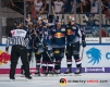 Torjubel von Daryl Boyle (EHC Red Bull Muenchen), Justin Shugg (EHC Red Bull Muenchen), Andrew Bodnarchuk (EHC Red Bull Muenchen) und Trevor Parkes (EHC Red Bull Muenchen) nach dem 2:0 von John Mitchell (EHC Red Bull Muenchen) in der Hauptrundenbegegnung der Deutschen Eishockey Liga zwischen dem EHC Red Bull Muenchen und den Straubing Tigers am 16.09.2018.Foto: Heike Feiner/Eibner Pressefoto