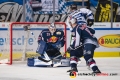 Danny aus den Birken (Torwart, EHC Red Bull Muenchen) und Matt Stajan (EHC Red Bull Muenchen) verteidigen gegen Kael Mouillierat (Straubing Tigers) in der Hauptrundenbegegnung der Deutschen Eishockey Liga zwischen dem EHC Red Bull München und den Straubing Tigers am 18.11.2018.