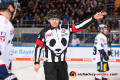 Hauptschiedsrichter Aleksi Rantala in der 3. Viertelfinalbegegnung in den Playoffs der Deutschen Eishockey Liga zwischen dem EHC Red Bull München und den Eisbären Berlin am 17.03.2019.