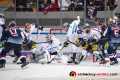 Gewühl vor dem Tor von Kevin Poulin (Torwart, Eisbaeren Berlin) in der 5. Viertelfinalbegegnung in den Playoffs der Deutschen Eishockey Liga zwischen dem EHC Red Bull München und den Eisbären Berlin am 24.03.2019.