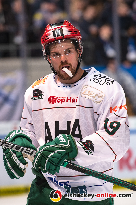 Topscorer Drew LeBlanc (Augsburger Panther) in der Hauptrundenbegegnung der Deutschen Eishockey Liga zwischen dem EHC Red Bull München und den Augsburger Panthern am 18.01.2019.